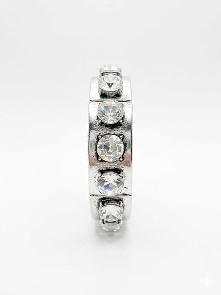 Clear AB Stone Silver Stretch Bracelet