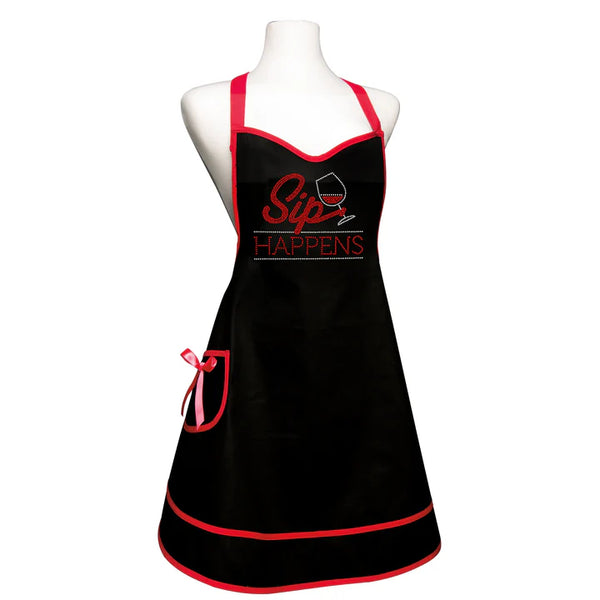 Sip Happens Sweetheart Style Rhinestone Wine Apron