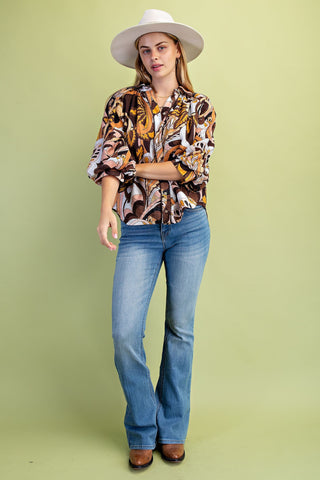 Puff Sleeve Button Down Shirt Top