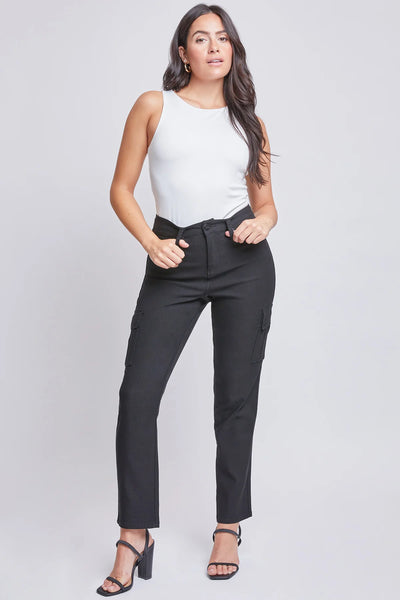 Woman wearing black stretchy pants