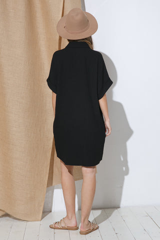 Short Sleeve Button Down Dress w Pockets