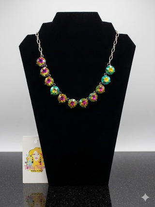 Austrian Crystal Necklace with gold paperclip necklace