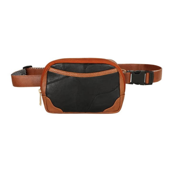 Brown Black Adjustable Belt Bag