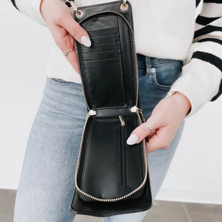 Faux Leather Cell Phone Purse Cream
