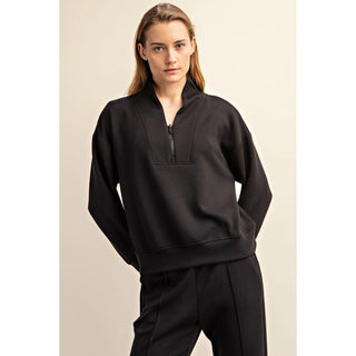 Plus Size Black Rae Mode Modal  Luxe Half Zip Jacket