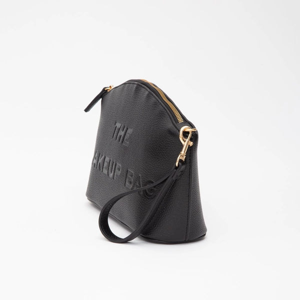 Black Embossed Faux Leather Makeup Cosmetic Bag