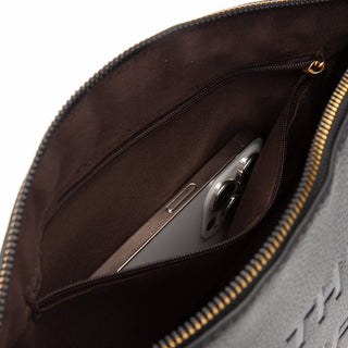 Light Blue Embossed Faux Leather Makeup Cosmetic Bag