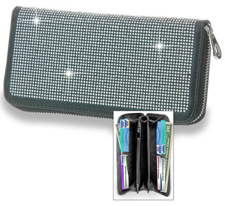 Sparkle Zip around Rhinestone Accordian Wallet