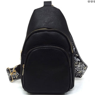 Black  Interchangeable Strap Boho Sling Bag Purse