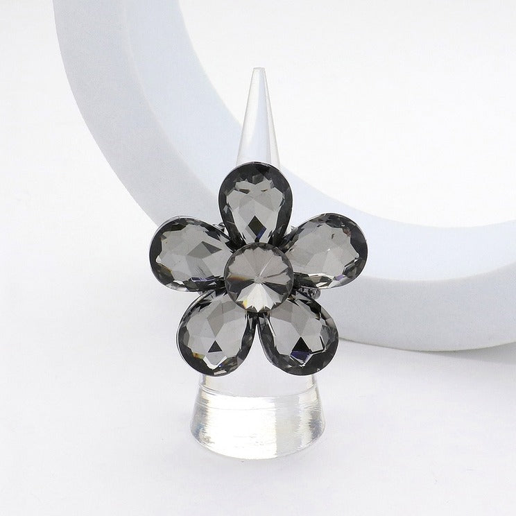 Black Flower Cluster Stretch Ring