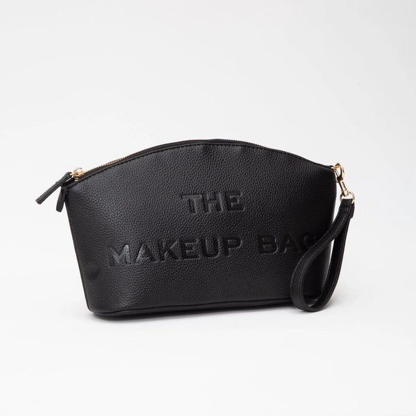 Black Embossed Faux Leather Makeup Cosmetic Bag
