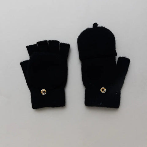 Convertible Full Coverage Fingerless Gloves Mittens Black