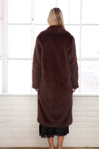 Long Hair Brown Faux Fur Coat
