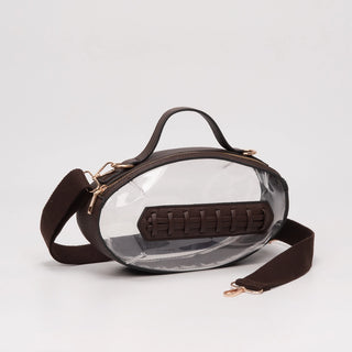 Brown Transparent Football Crossbody Purse