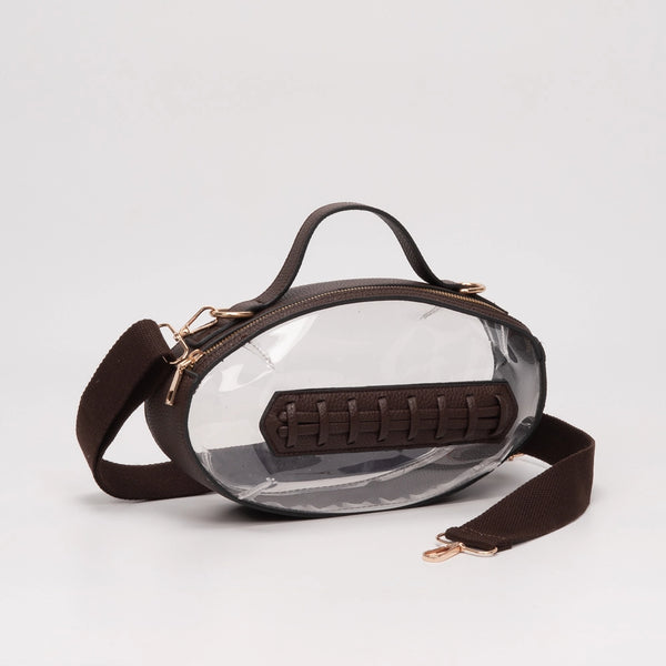 Brown Transparent Football Crossbody Purse