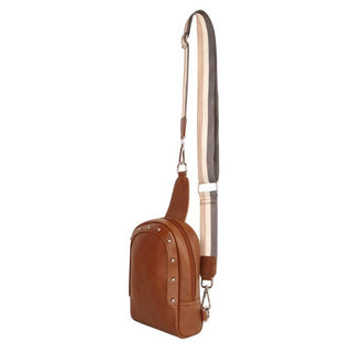 Classic Brown Leather Tour Sling Backpack