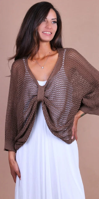 Mocha Open Knit Layered Sweater