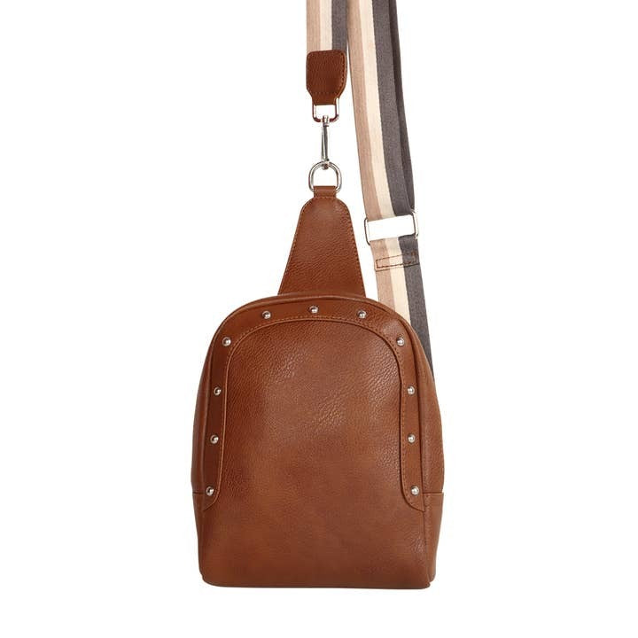 Classic Brown Leather Tour Sling Backpack