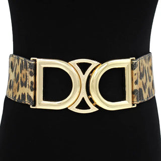 Leopard Print Buckle Accents Stretch Waist Belt