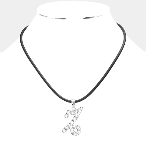 Black Choker Necklace with capricorn zodiac sign pendant on rubber chain