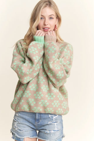 Two Color Dot Flower Sweater