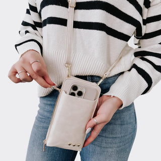 Faux Leather Cell Phone Purse Cream