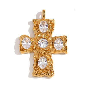 Gold Tone Cross Charm for Necklace or Bracelet