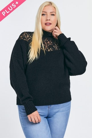 Plus Size Long Sleeve Black Turtleneck Sweater