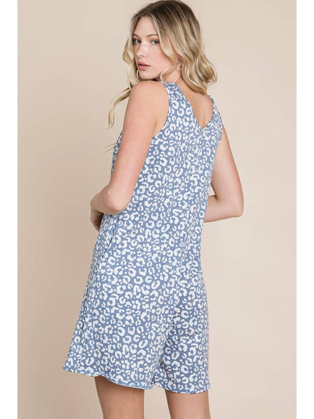 Leopard Animal Print Sleeveless V neck Romper