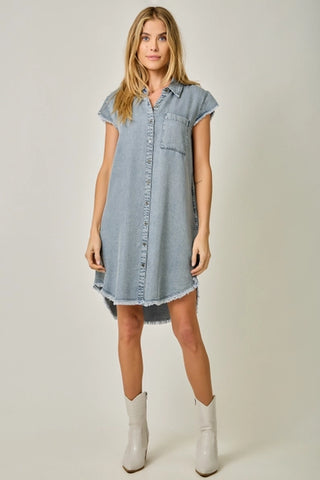 Flutter Sleeve Tencel Shirt Dress