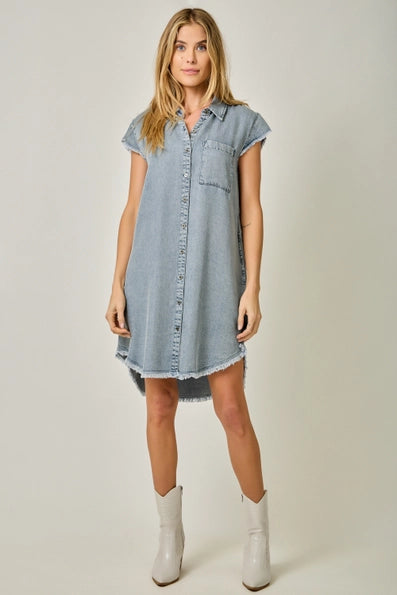 Flutter Sleeve Tencel Shirt Dress