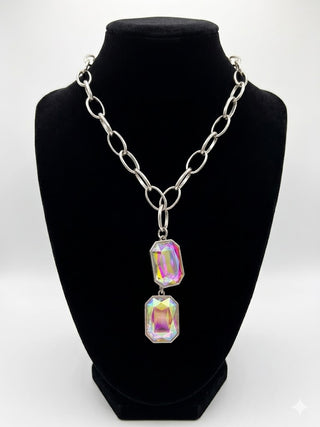 Clear AB Round Layered Crystal Necklace