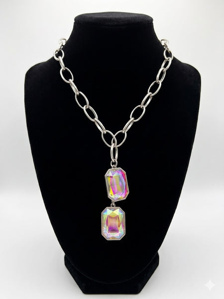 Clear AB Round Layered Crystal Necklace