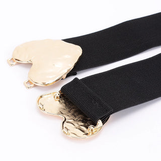 Plus Size Double Heart of Gold Stretch Belt Buckle