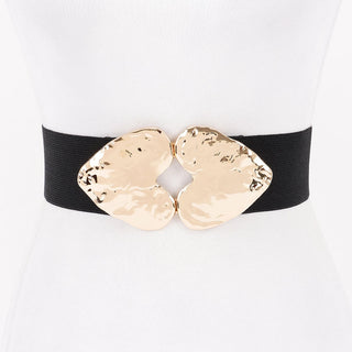 Plus Size Double Heart of Gold Stretch Belt Buckle