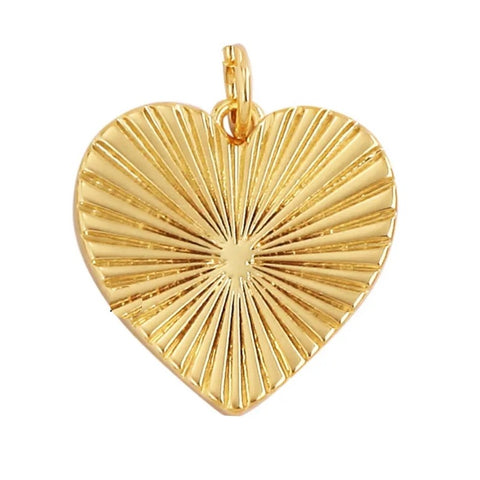 Gold Tone Flat Burst Heart Charm Necklaces Bracelet