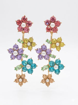 Pink Yellow Purple Blue Orange Daisy Drop Post Earrings
