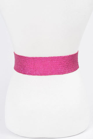 Metallic Pink Rhinestone Stretch Belt
