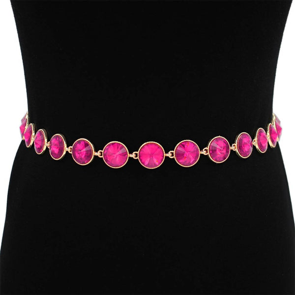 Fuchsia Pink Round Crystal Belt