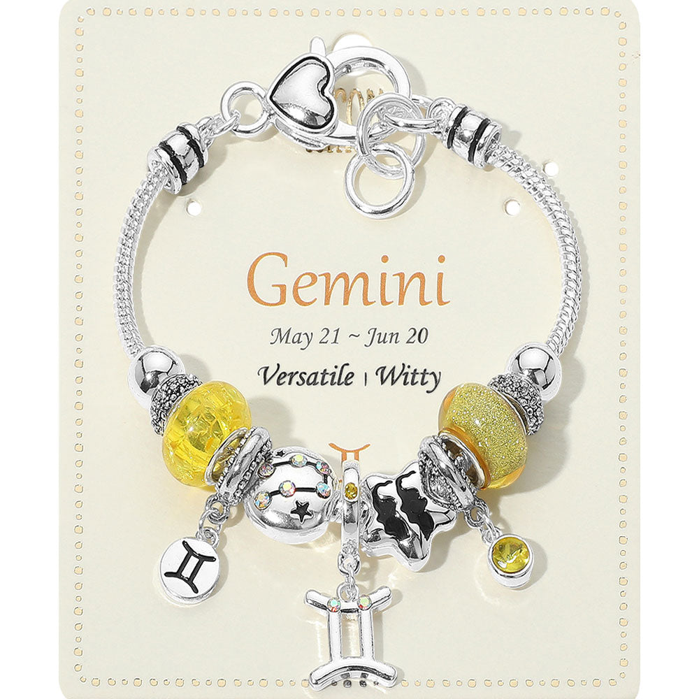 Gemini Zodiac Themed Charm Bracelet