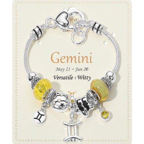 Gemini Zodiac Themed Charm Bracelet