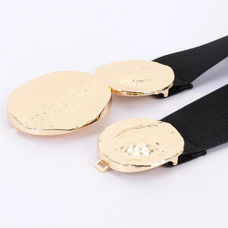 Hammered Gold Disc Stretch Belt