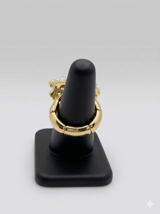 Gold Tone Crystal Stretch Ring