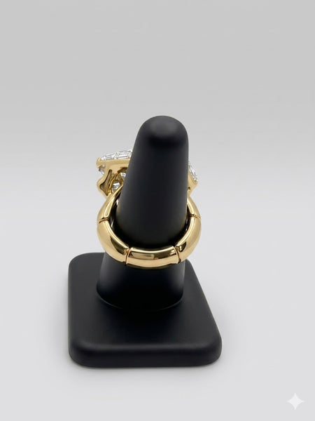 Gold Tone Crystal Stretch Ring