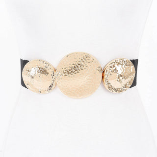 Hammered Gold Disc Stretch Belt