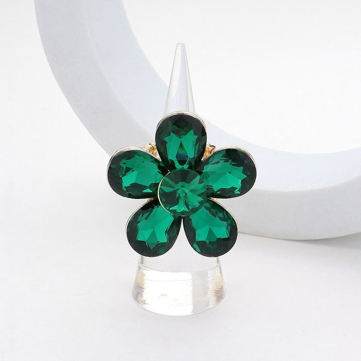 Green Flower Cluster Stretch Ring