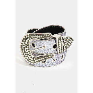 Grey Glitter Rhinestone Grommets Belt