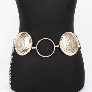 Gold Hammered Disc Statement Chain Belt