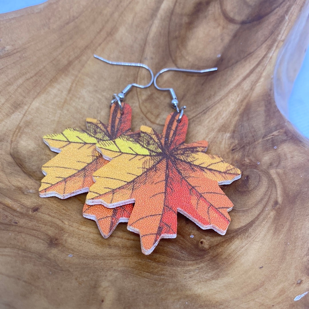 Shades of Orange Leaf Earrings