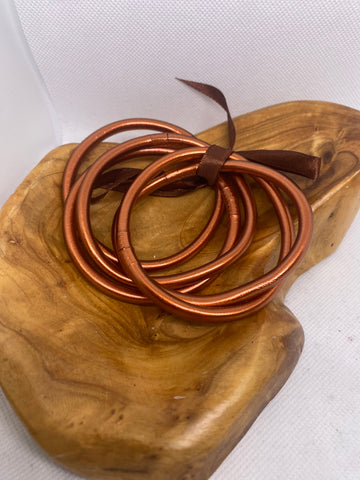 Set of Five Copper Bangle Bracelets
